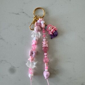 Pink Beaded Mermaid Keychain
